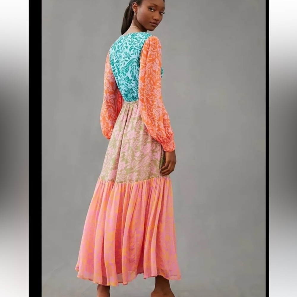 Farm Rio Colorblock Printed Maxi Dress size medium - Picture 2 of 10